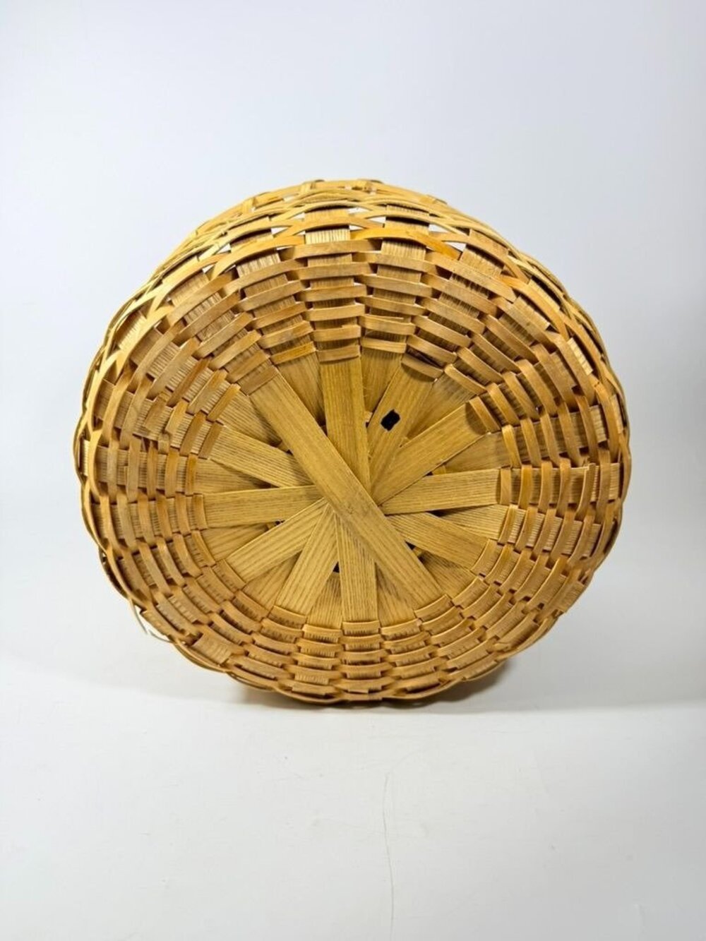 Amish Handwowen Swinging Handled Basket Vintage Light Wood Handmade Decorative - Picture 9 of 16
